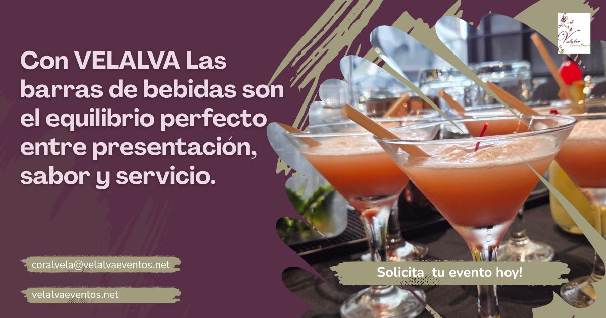 Servicio de coctelería y barra de bebidas para celebraciones especiales.